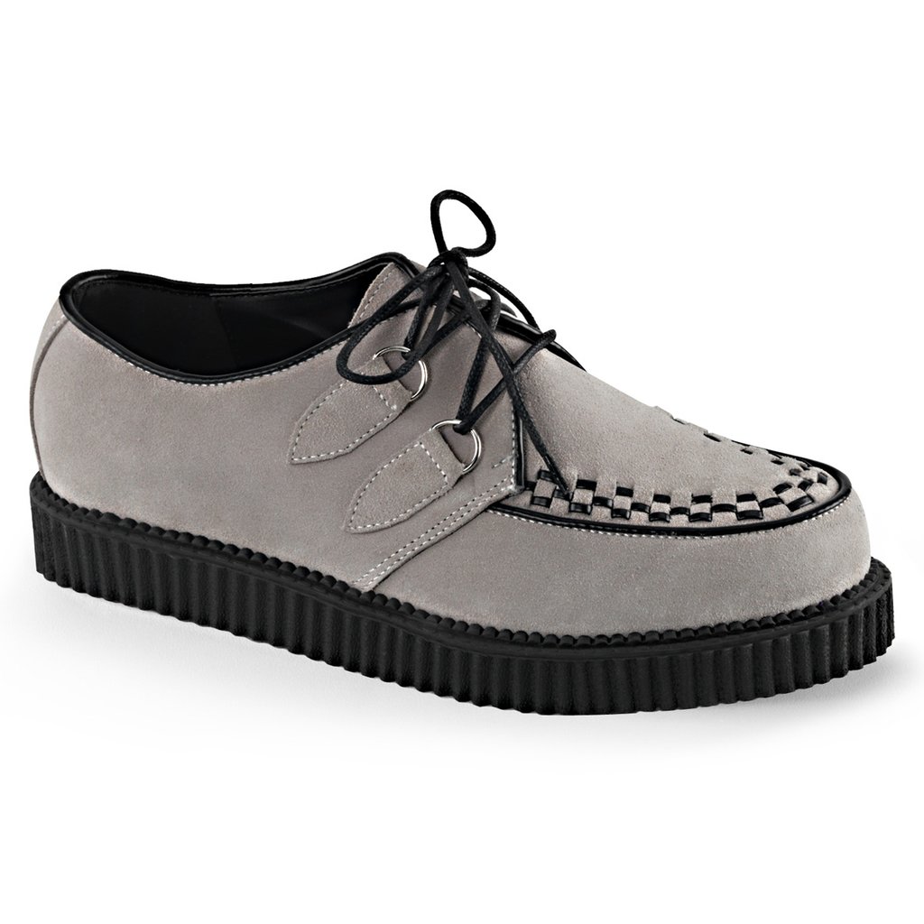 Creepers Demonia Creeper 602s Suède Homme - Grise 94673-QWZU